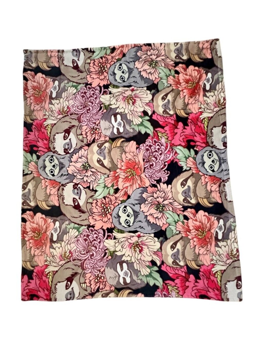 Plush Whimsical Sloth Throw With Sherpa Novelty Cute Kawaii Measures 50 x 60